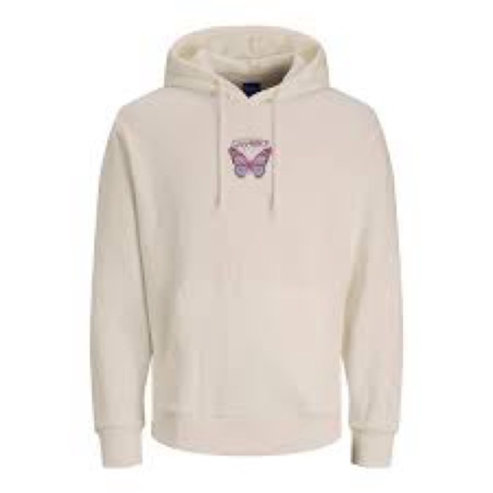 Jack & Jones Cream Hoodie with Purple Graphic - Picture 2 of 8